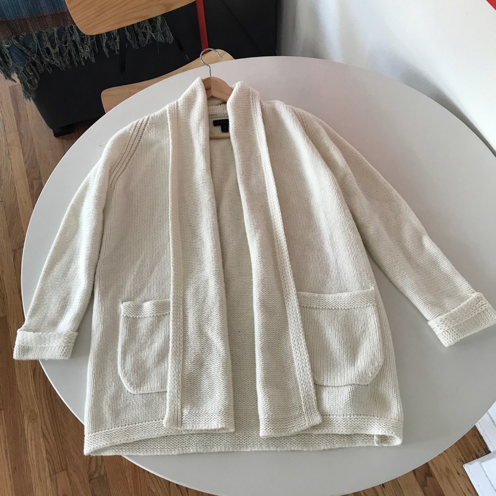 Jcrew shawl neck open sweater with pockets